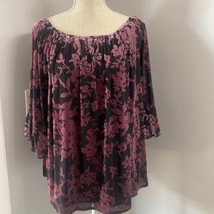 Always Indigo Velvet Burnout On or Off Shoulder Blouse